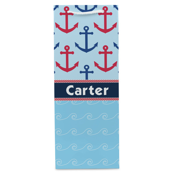 Anchors & Waves Wine Gift Bag - Gloss - Front