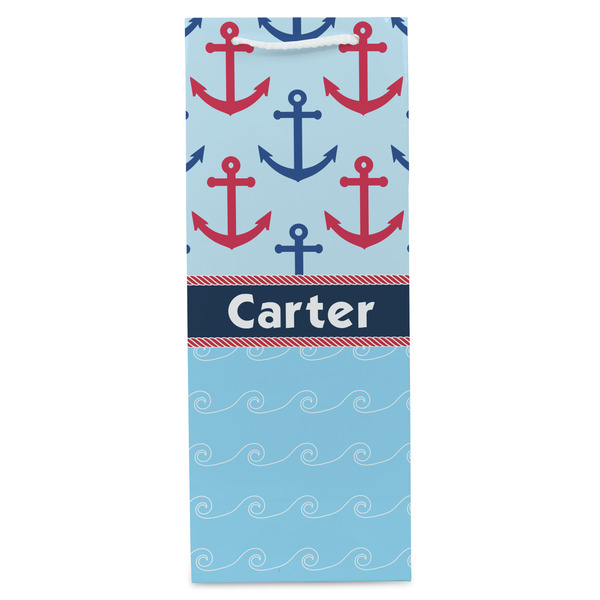 Anchors & Waves Wine Gift Bag - Matte - Front