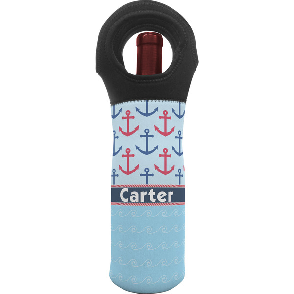 Custom Anchors & Waves Wine Tote Bag (Personalized)