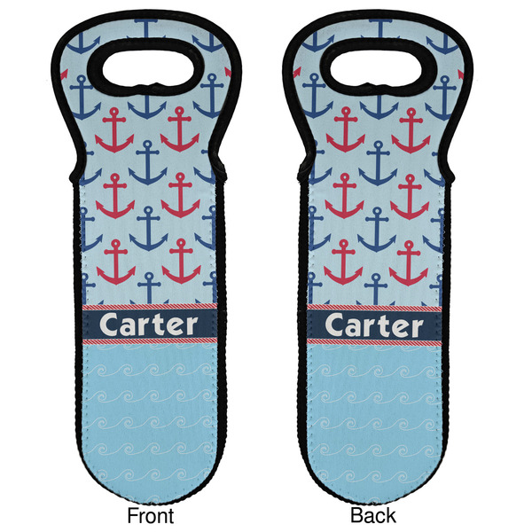 Anchors & Waves Wine Tote Front & Back