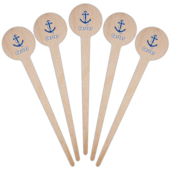Anchors & Waves Wooden 4" Food Pick - Round - Fan View