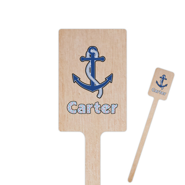 Custom Anchors & Waves 6.25" Rectangle Wooden Stir Sticks - Single Sided (Personalized)