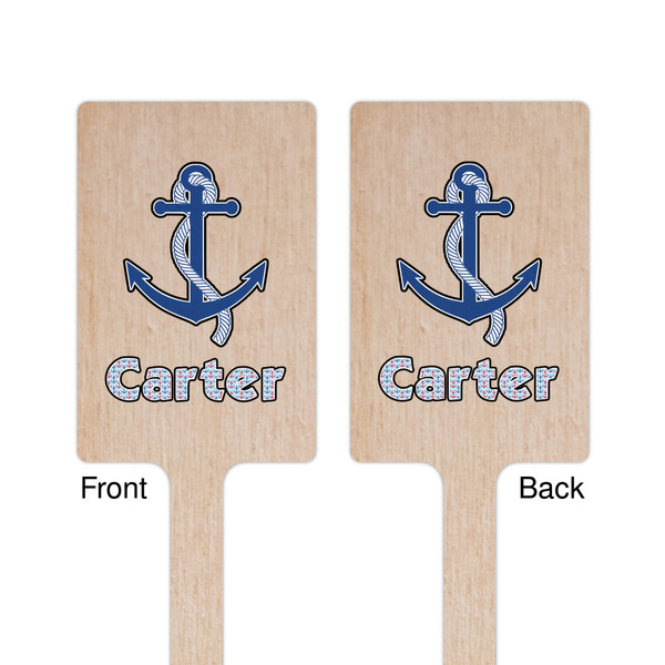 Anchors & Waves Wooden 6.25" Stir Stick - Rectangular - Double Sided - Front & Back