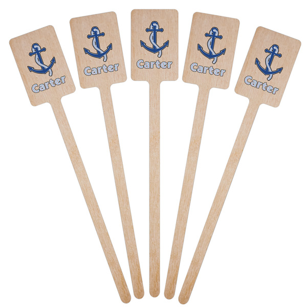 Anchors & Waves Wooden 6.25" Stir Stick - Rectangular - Fan View