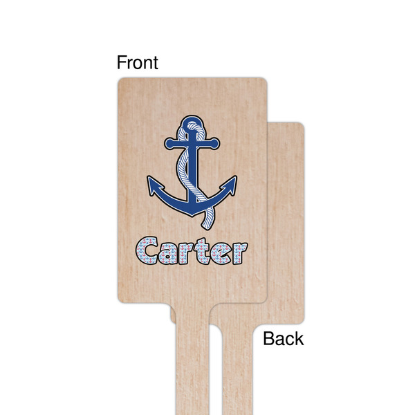Anchors & Waves Wooden 6.25" Stir Stick - Rectangular - Single - Front & Back