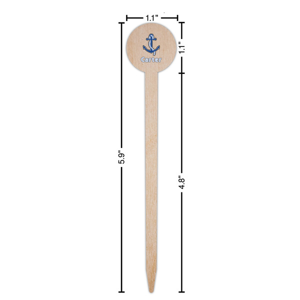 Anchors & Waves Wooden 6" Food Pick - Round - Dimensions