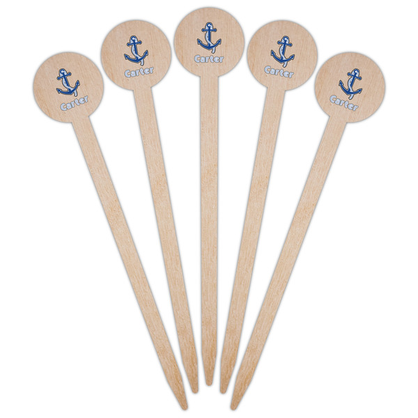 Anchors & Waves Wooden 6" Food Pick - Round - Fan View
