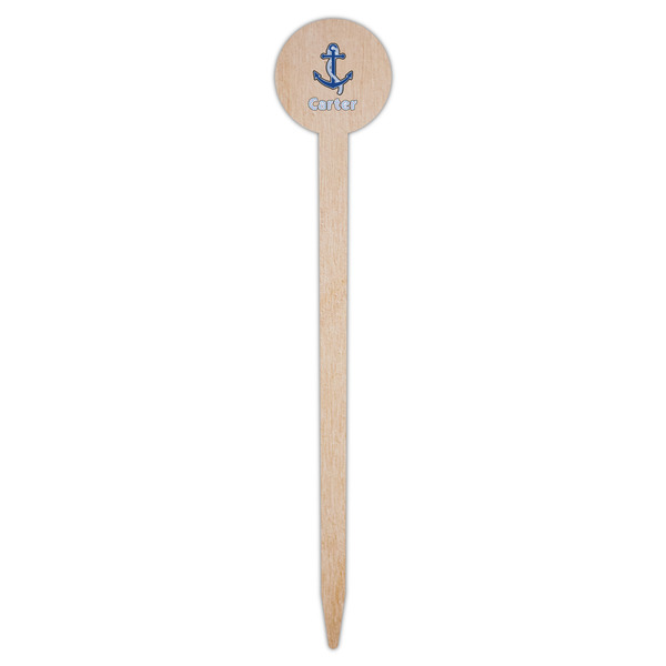 Anchors & Waves Wooden 6" Food Pick - Round - Single Pick