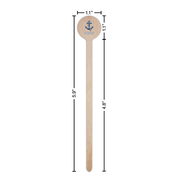 Anchors & Waves Wooden 6" Stir Stick - Round - Dimensions
