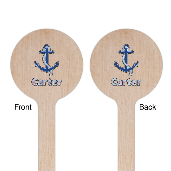 Anchors & Waves Wooden 6" Stir Stick - Round - Double Sided - Front & Back