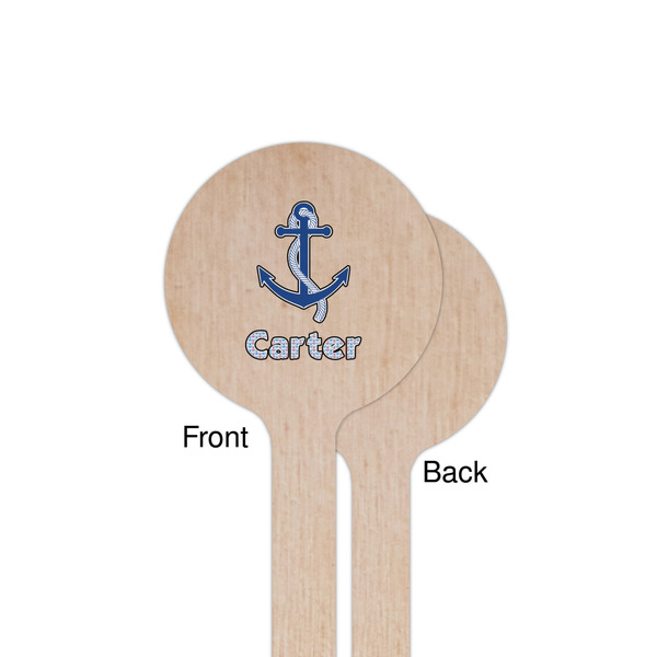 Anchors & Waves Wooden 7.5" Stir Stick - Round - Single Sided - Front & Back