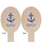 Anchors & Waves Wooden Food Pick - Oval - Double Sided - Front & Back