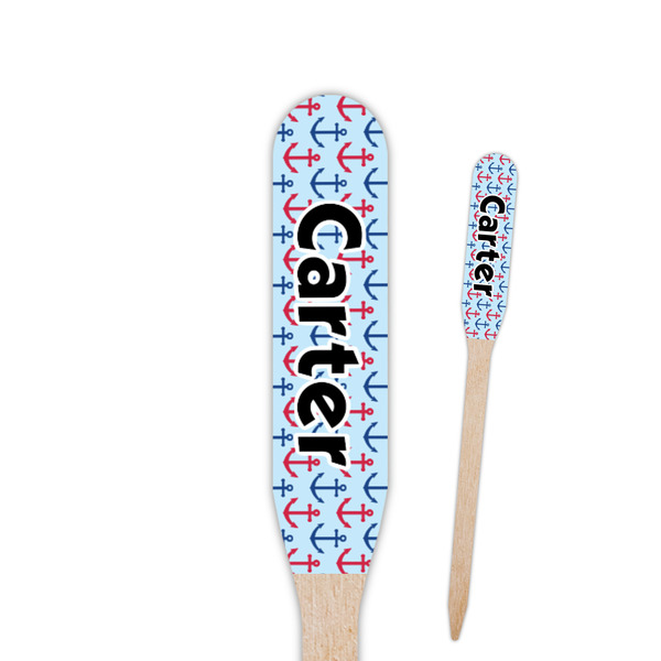 Custom Anchors & Waves Paddle Wooden Food Picks - Double Sided (Personalized)
