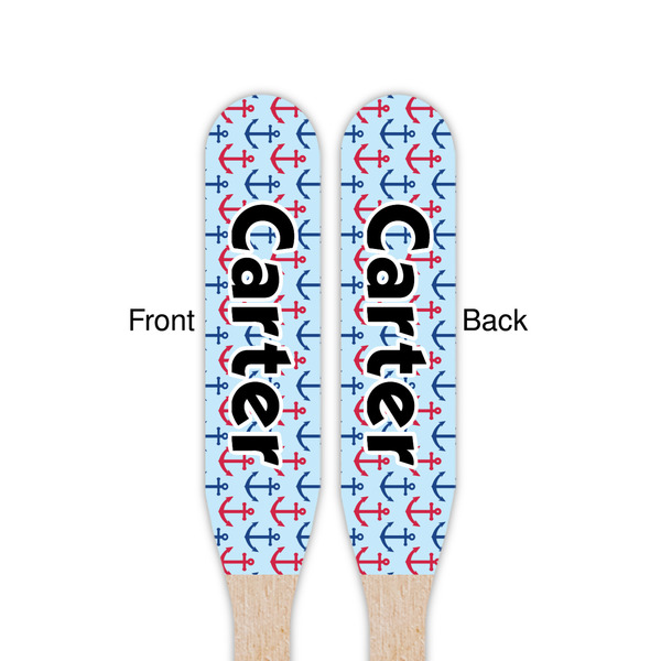 Anchors & Waves Wooden Food Pick - Paddle - Double Sided - Front & Back