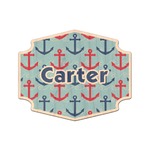 Anchors & Waves Genuine Maple or Cherry Wood Sticker (Personalized)