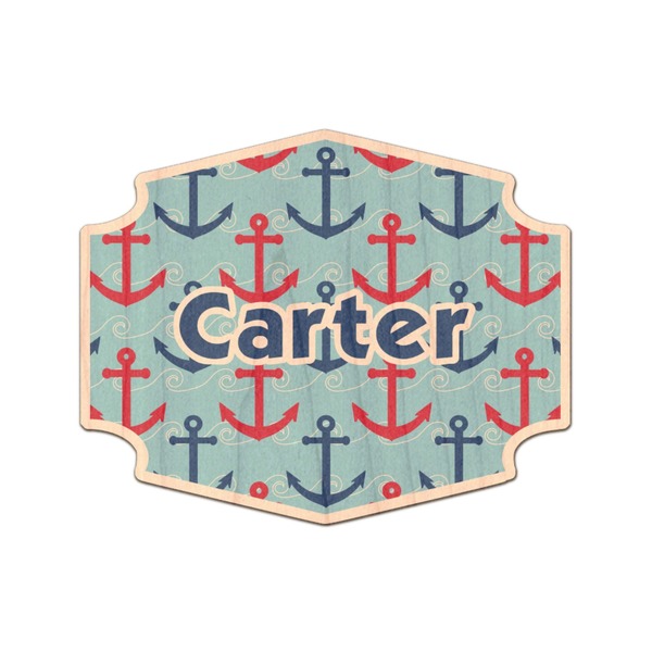 Custom Anchors & Waves Genuine Maple or Cherry Wood Sticker (Personalized)