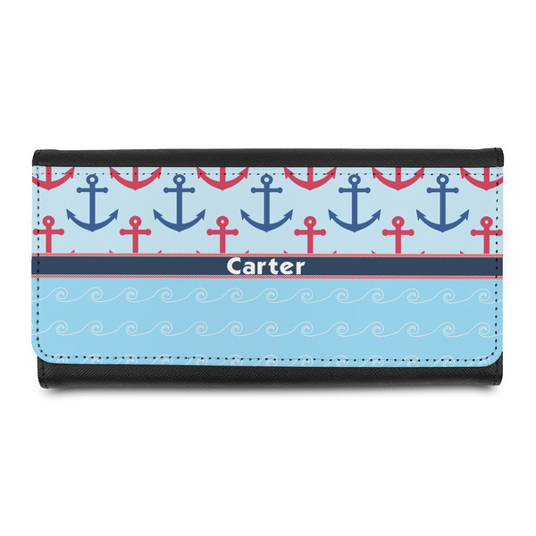 Custom Anchors & Waves Leatherette Ladies Wallet (Personalized)