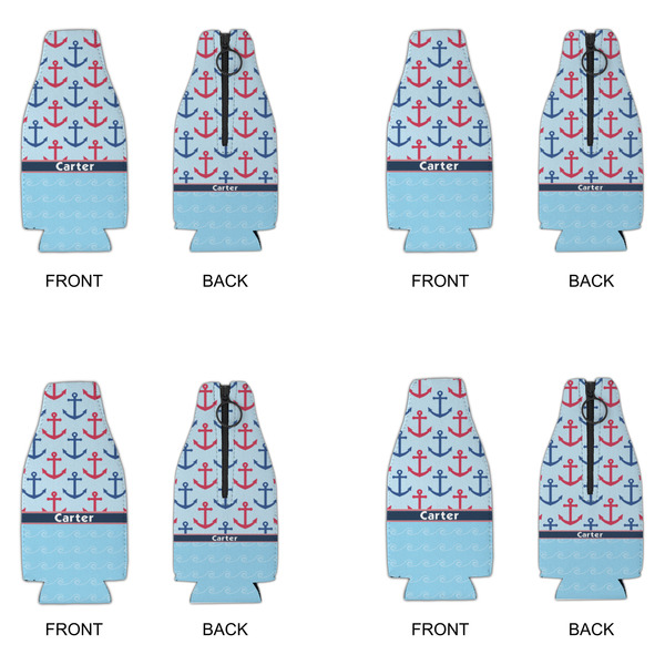 Anchors & Waves Zipper Bottle Cooler - Set of 4 - APPROVAL