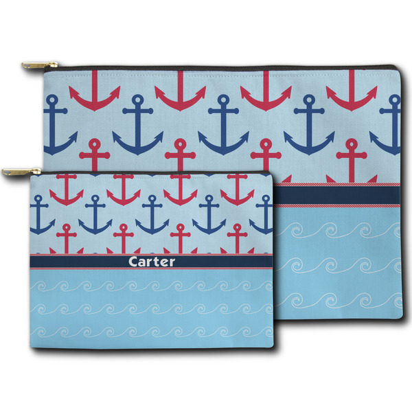 Anchors & Waves Zippered Pouches - Size Comparison