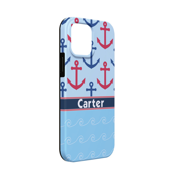Custom Anchors & Waves iPhone Case - Rubber Lined - iPhone 13 Mini (Personalized)