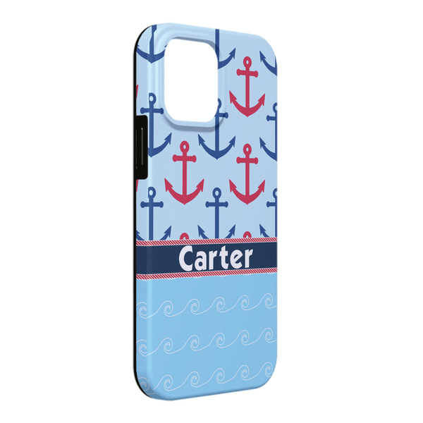 Custom Anchors & Waves iPhone Case - Rubber Lined - iPhone 13 Pro Max (Personalized)