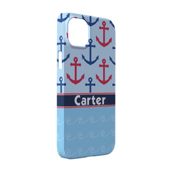 Anchors & Waves iPhone Case - Plastic - iPhone 14 (Personalized)