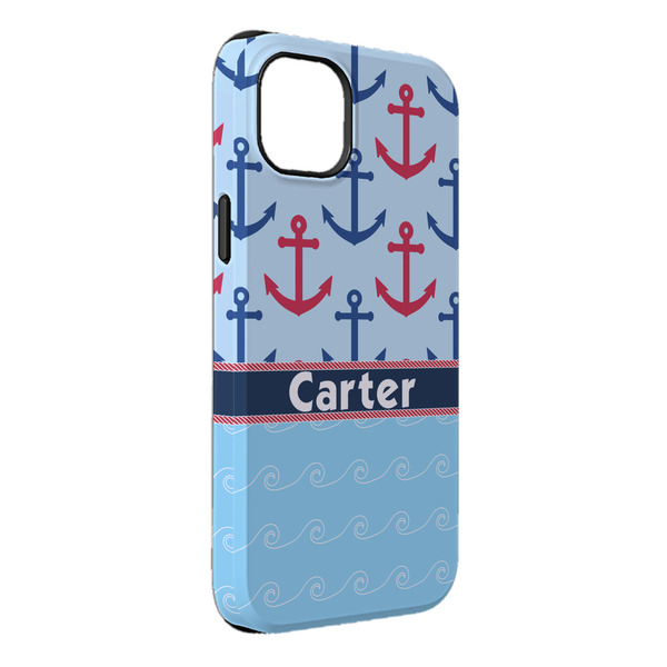 Custom Anchors & Waves iPhone Case - Rubber Lined - iPhone 14 Plus (Personalized)