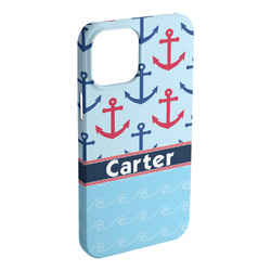 Anchors & Waves iPhone Case - Plastic - iPhone 15 Plus (Personalized)