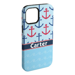 Anchors & Waves iPhone Case - Rubber Lined - iPhone 15 Plus (Personalized)