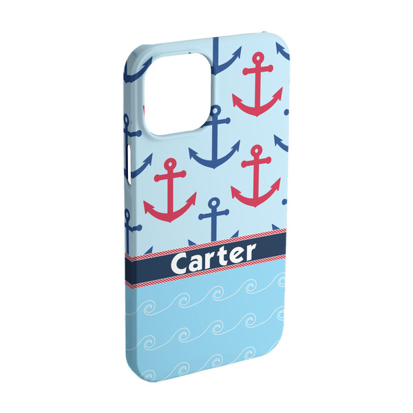 Custom Anchors & Waves iPhone Case - Plastic - iPhone 15 Pro (Personalized)