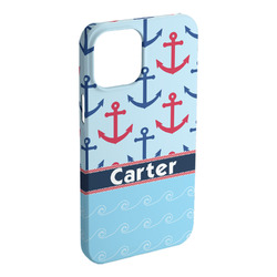 Anchors & Waves iPhone Case - Plastic - iPhone 15 Pro Max (Personalized)