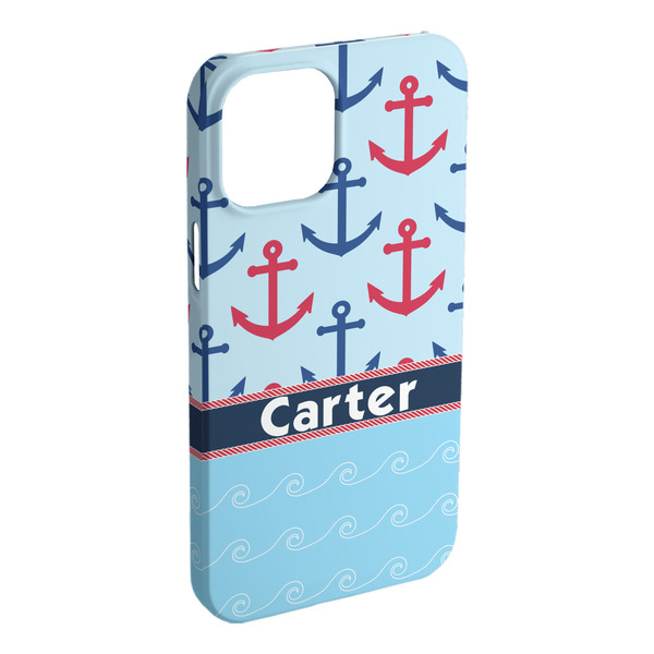 Custom Anchors & Waves iPhone Case - Plastic - iPhone 15 Pro Max (Personalized)