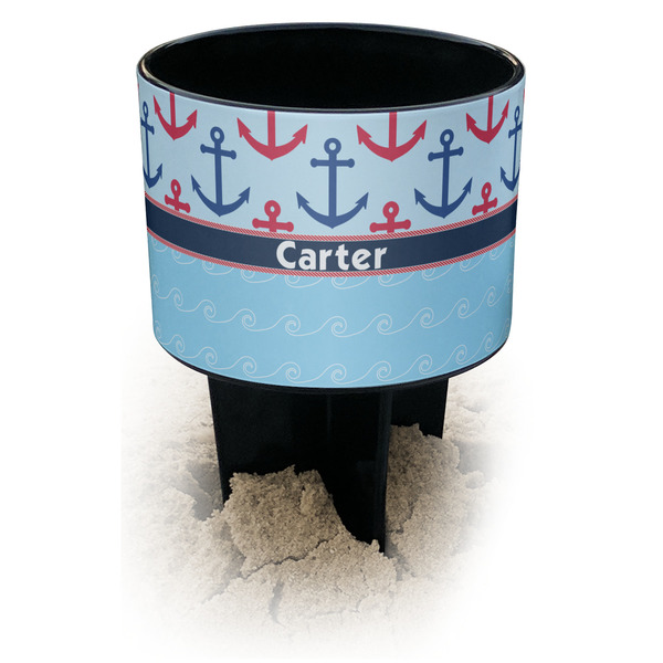 Custom Anchors & Waves Black Beach Spiker Drink Holder (Personalized)