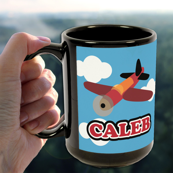 Airplane 15oz. Black Mug - LIFESTYLE