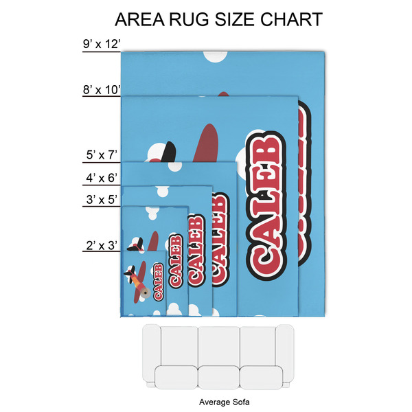 Airplane 2'x3' Indoor Area Rugs - Size Chart
