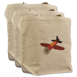 Airplane Reusable Cotton Grocery Bags - Set of 3