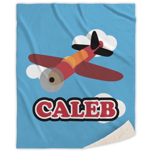 Custom Airplane Sherpa Throw Blanket (Personalized)