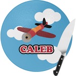 Airplane Round Glass Cutting Board - Small (Personalized)