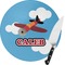 Airplane Round Glass Cutting Board - Small (Personalized)
