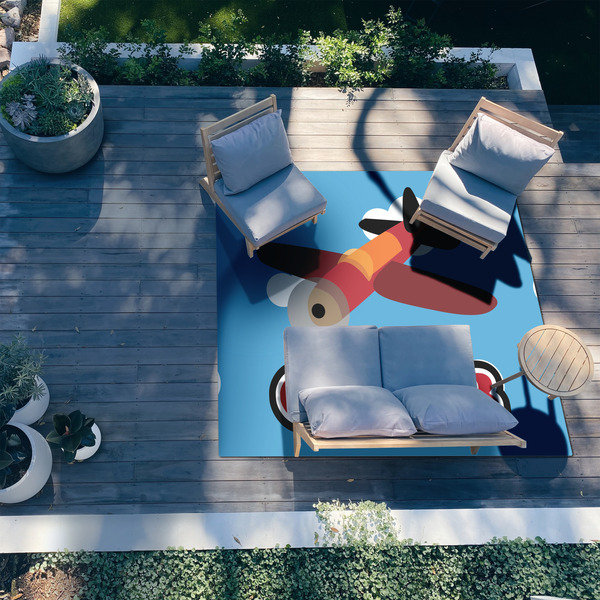 Airplane 8'x10' Patio Rug - In context