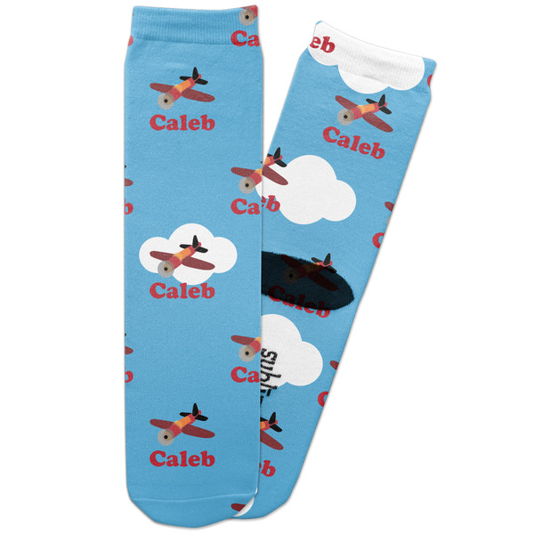 Custom Airplane Adult Crew Socks (Personalized)