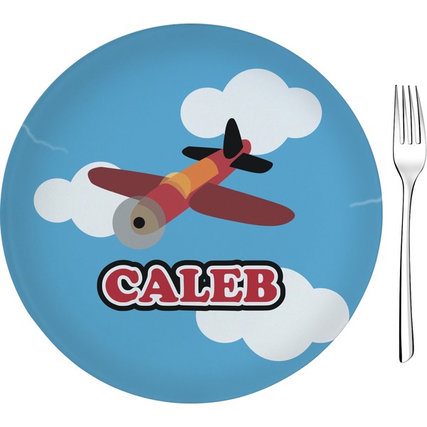 Custom Airplane 8" Glass Appetizer / Dessert Plates - Single or Set (Personalized)