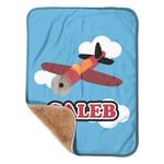 Airplane Sherpa Baby Blanket - 30" x 40" w/ Name or Text