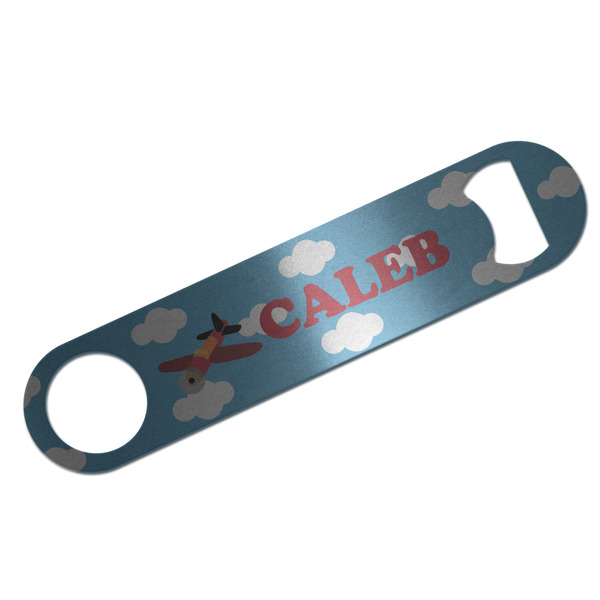 Custom Airplane Bar Bottle Opener - Silver w/ Name or Text