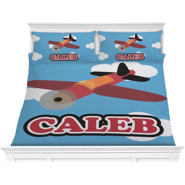 Custom Airplane Comforter Set - King (Personalized)