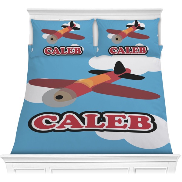 Custom Airplane Comforter Set - Full / Queen (Personalized)