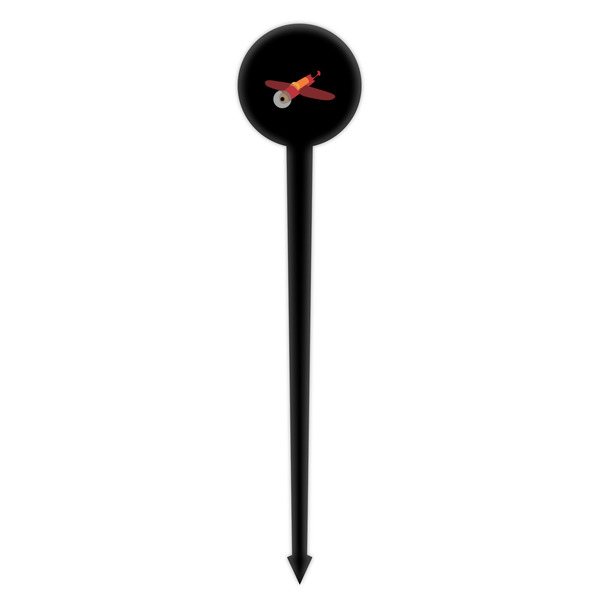 Airplane Black Plastic 4" Food Pick - Round - Single Pick
