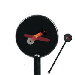 Airplane 5.5" Round Plastic Stir Sticks - Black - Single Sided