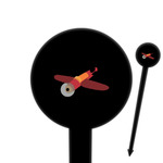 Airplane 6" Round Plastic Food Picks - Black - Single Sided