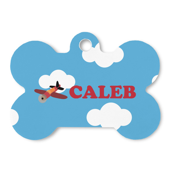 Custom Airplane Bone Shaped Dog ID Tag (Personalized)
